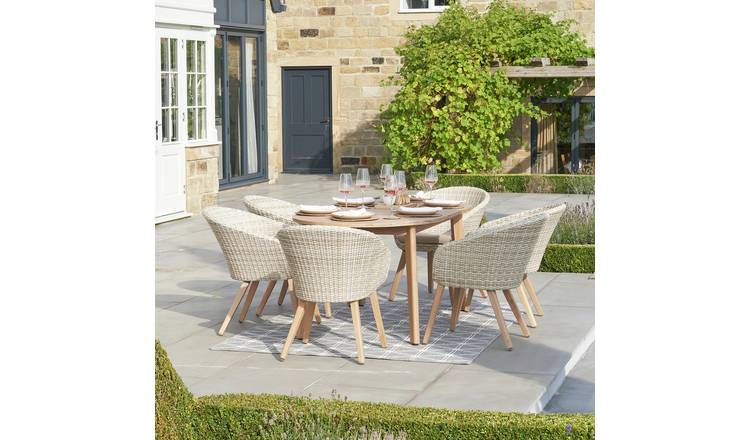 Pacific Cabon Outdoor 6 Seater Dining Set - Natural Wood