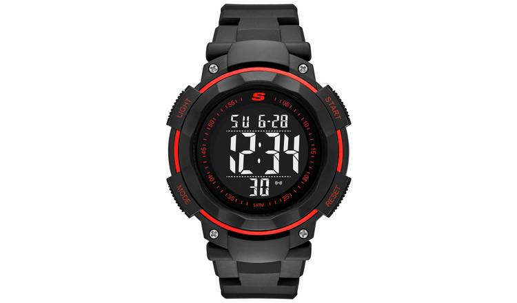 Skechers Ruhland Black Strap Digital Chronograph Sport Watch