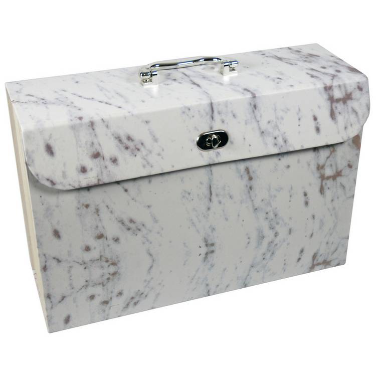 Cathedral A4 Expanding File Box - White & Grey  0
