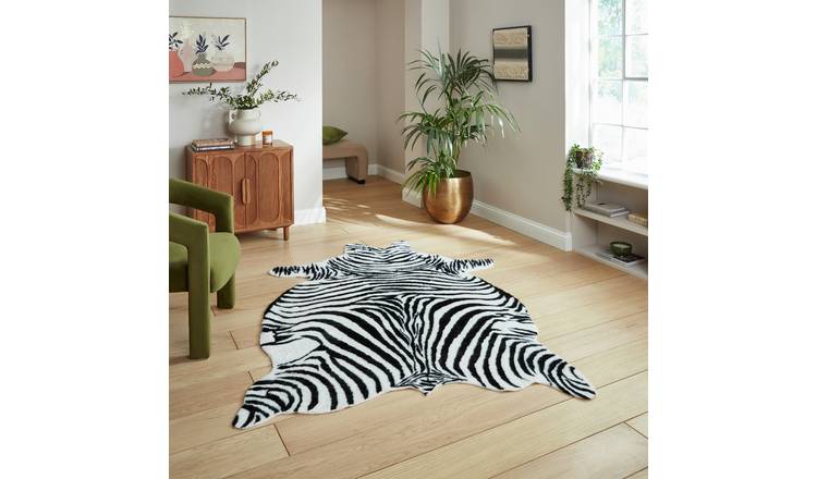 Think Rugs Faux Zebra Hide Pelt Rug - 150x200cm