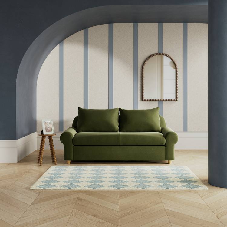 Habitat Whitby Velvet 2 Seater Sofa - Moss Green - Ash Leg 0