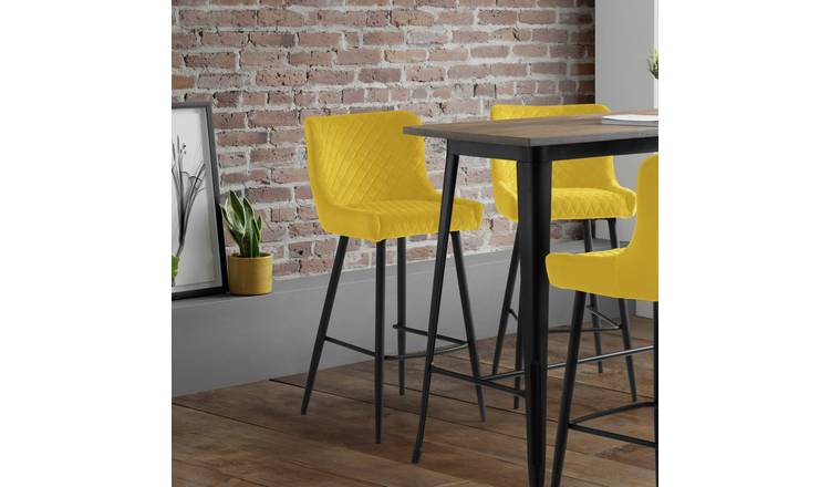 Julian Bowen Luxe Velvet Bar Stool - Mustard