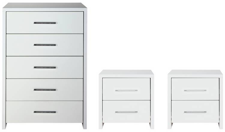 Buy Argos Home Broadway Gloss 2 Bedsides 5 Drawer Set White Bedroom Furniture Sets Argos