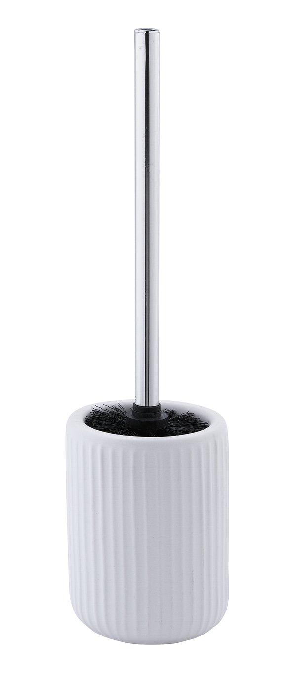 Argos Home Ribbed Stoneware Toilet Brush - White