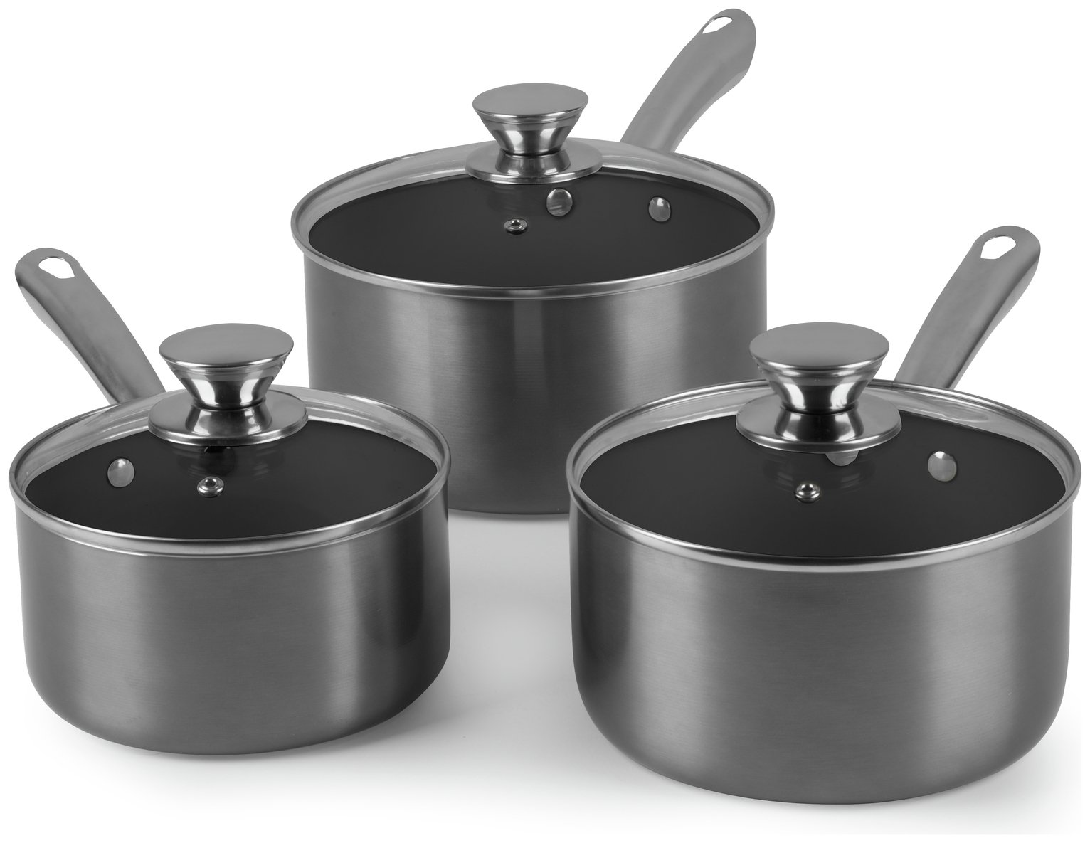 Morphy Richards 3 Piece Aluminium Pan Set - Titanium