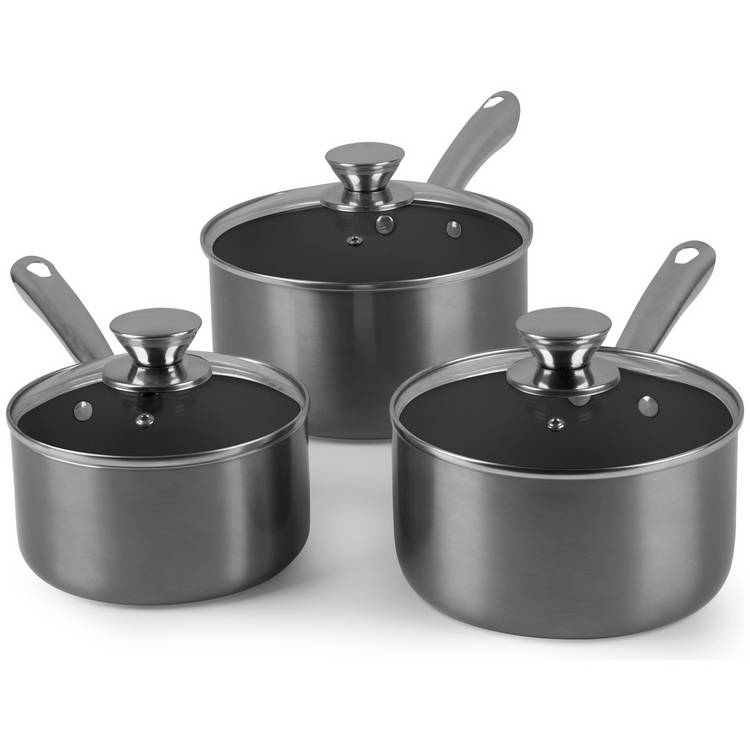 Morphy Richards 3 Piece Aluminium Pan Set - Titanium 0