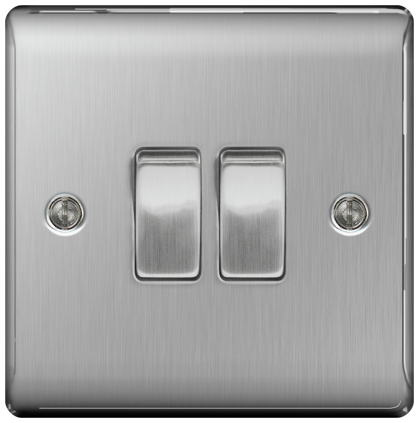BG 2 Gang 2 Way Switch - Brushed Stainless Steel