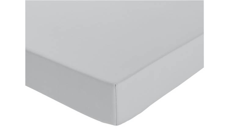 Habitat Pure Cotton 200TC Grey Deep Fitted Sheet - Double