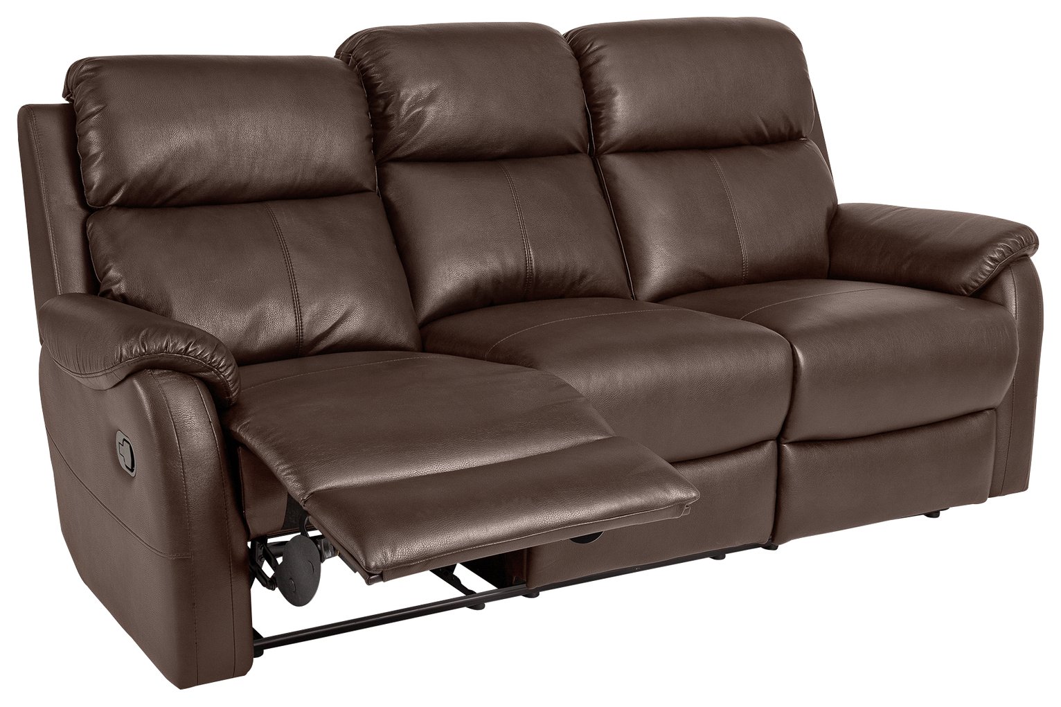 argos brown leather recliner sofa