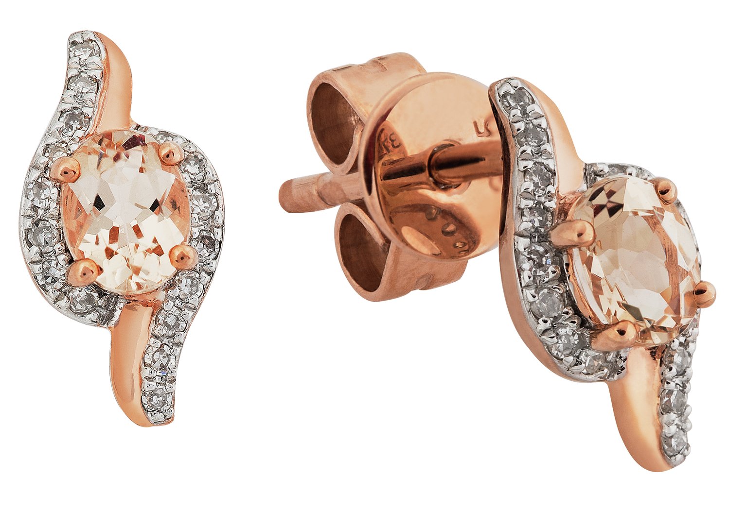 Revere 9ct Rose Gold Morganite & 005ct tw Diamond Earrings Review