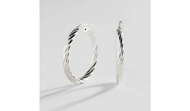 Twisted Sterling Silver Hoop Earrings | vlr.eng.br