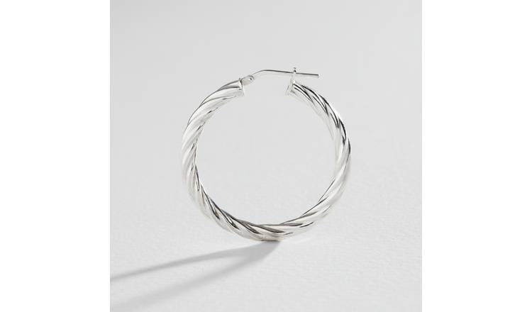 TWIST HOOP EARRING MEDIUM SILVER - T.I.T.S. Store