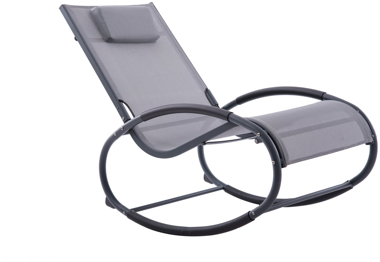 Vivere Wave Metal Rocker Chair - Grey on Matte Black (8147192) | Argos