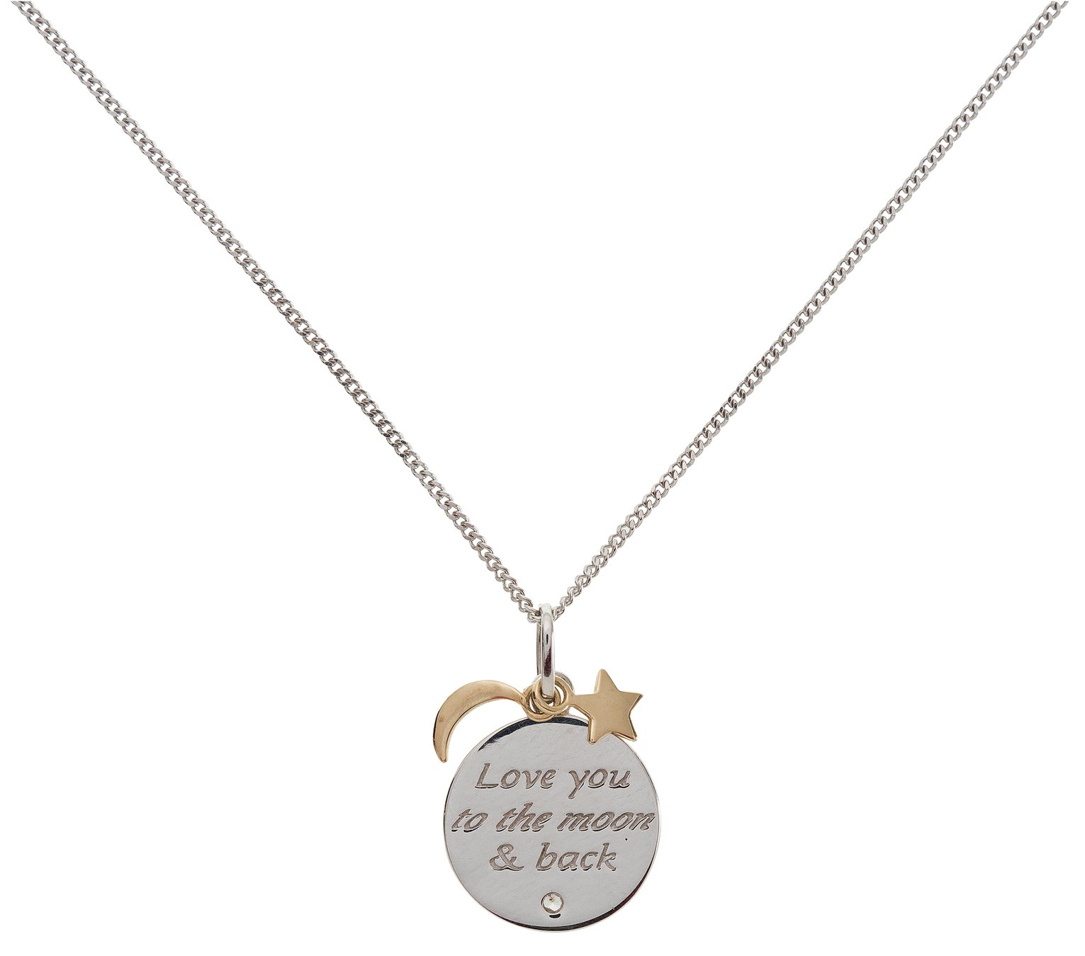 Moon & Back 'Love You' 9ct Gold Pendant Necklace