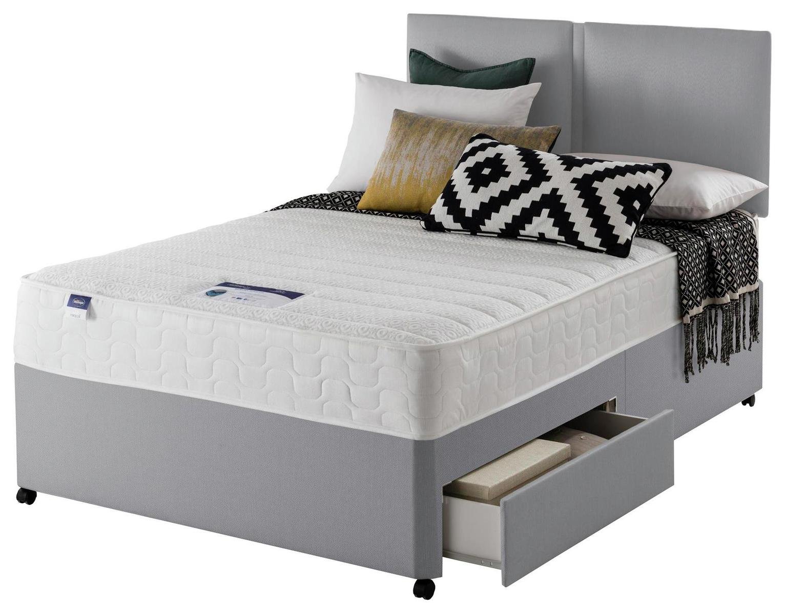 Silentnight Hatfield Memory 2 Drawer Superking Divan - Grey