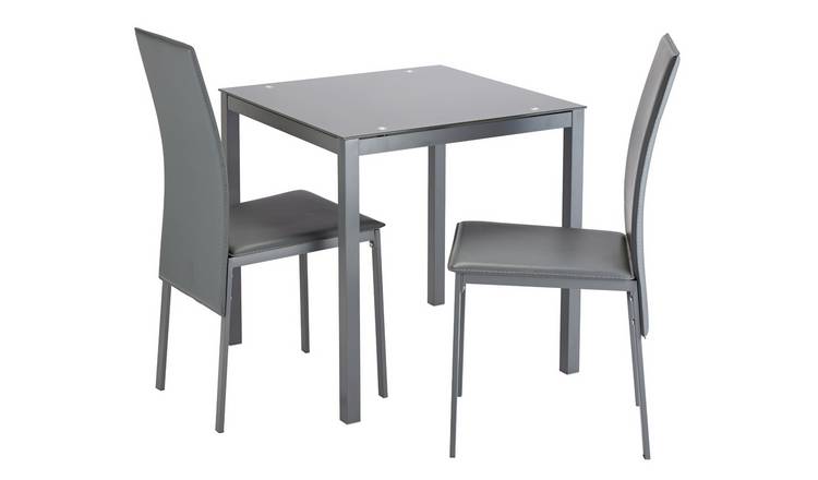 Buy Argos Home Lido Glass Dining Table 2 Grey Chairs Space