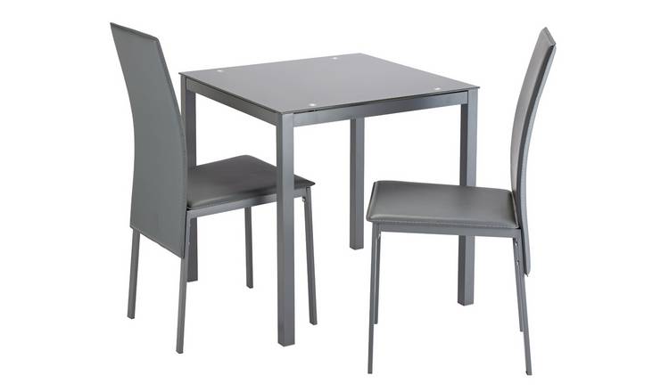Buy Argos Home Lido Glass Dining Table 2 Grey Chairs Space Saving Dining Sets Argos