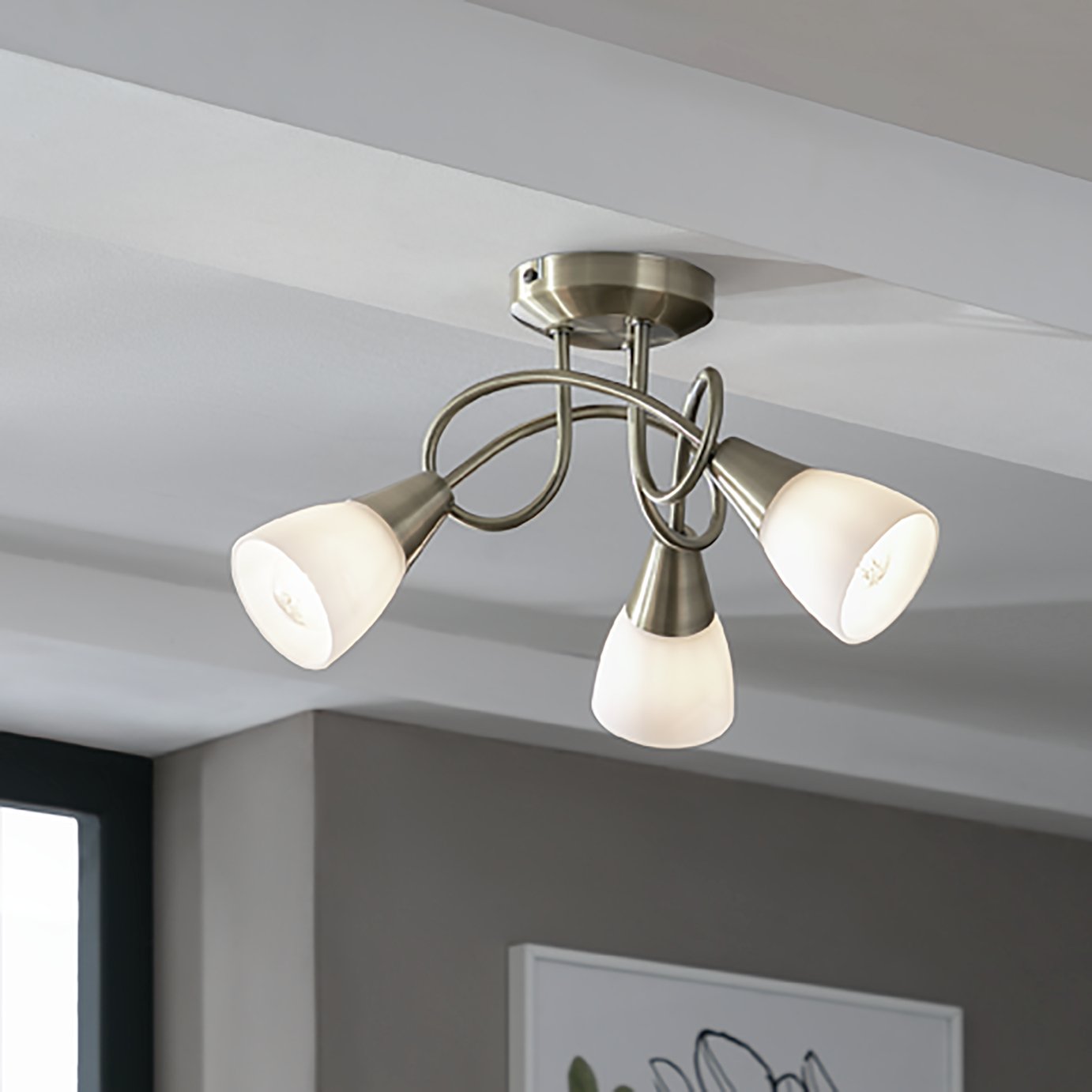 Argos Home Curico 3 Light Glass Ceiling Light -Antique Brass Review