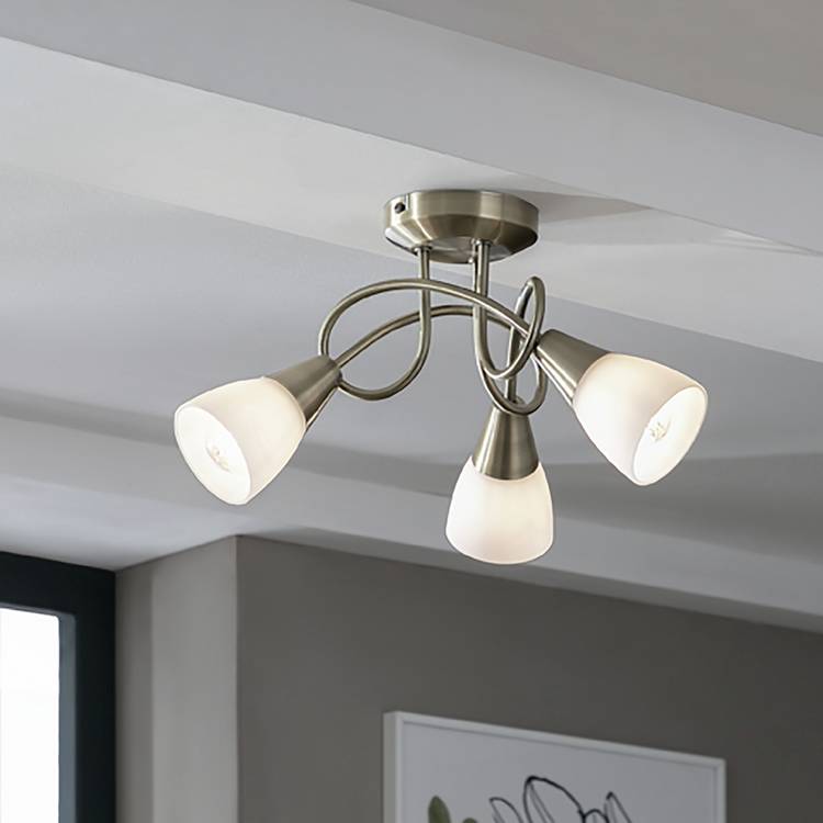 Argos Home Curico 3 Light Glass Ceiling Light -Antique Brass 0
