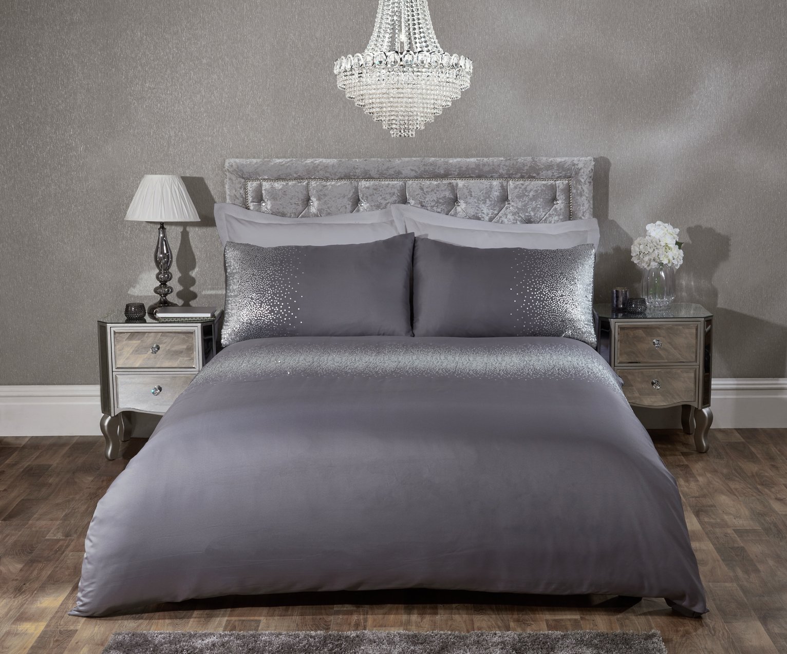 Julian Charles Glitz Silver Bedding Set - Single