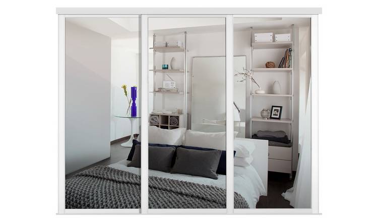 White sliding door wardrobe deals with mirror