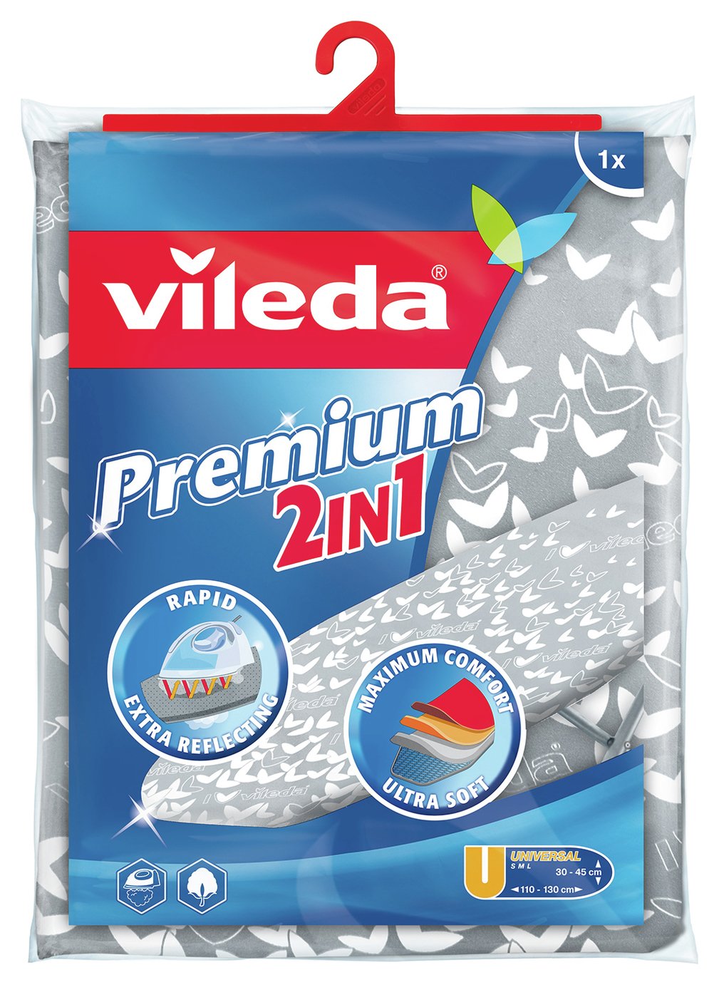 Vileda Premium 2 in 1 Ironing Board Cover - Silver