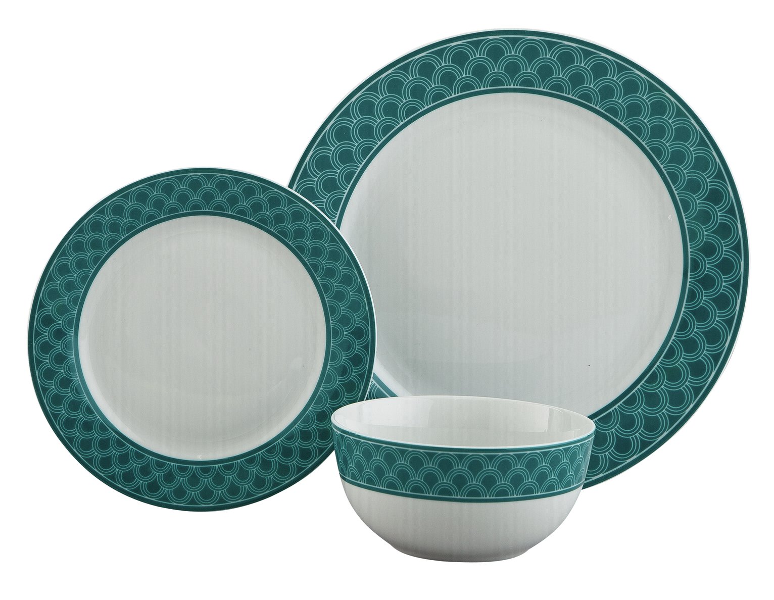 Argos Home Scallop Ceramic 12 Piece Dinner Set - Teal