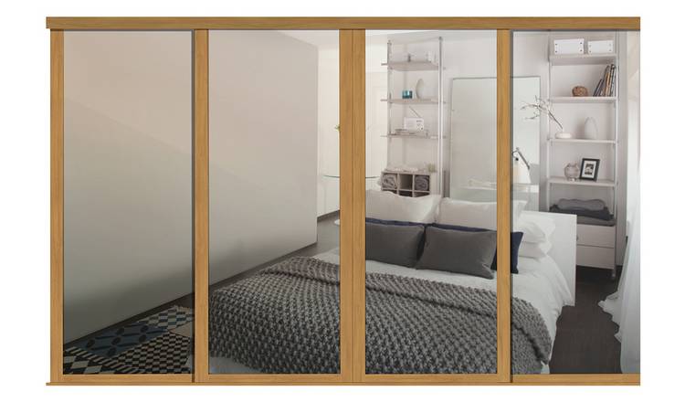 Buy Shaker Sliding Doors And Track W229 Oak Frame Mirror Sliding Wardrobes Argos