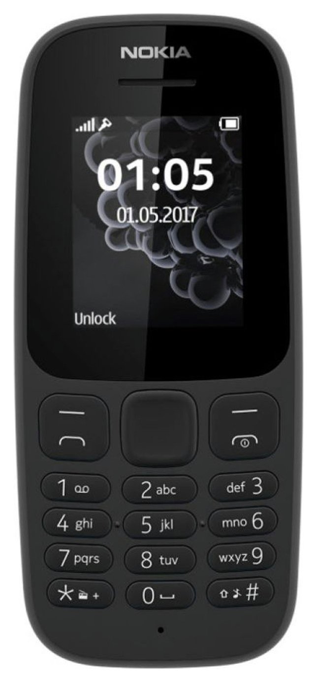 SIM Free Nokia 105 Mobile Phone - Black