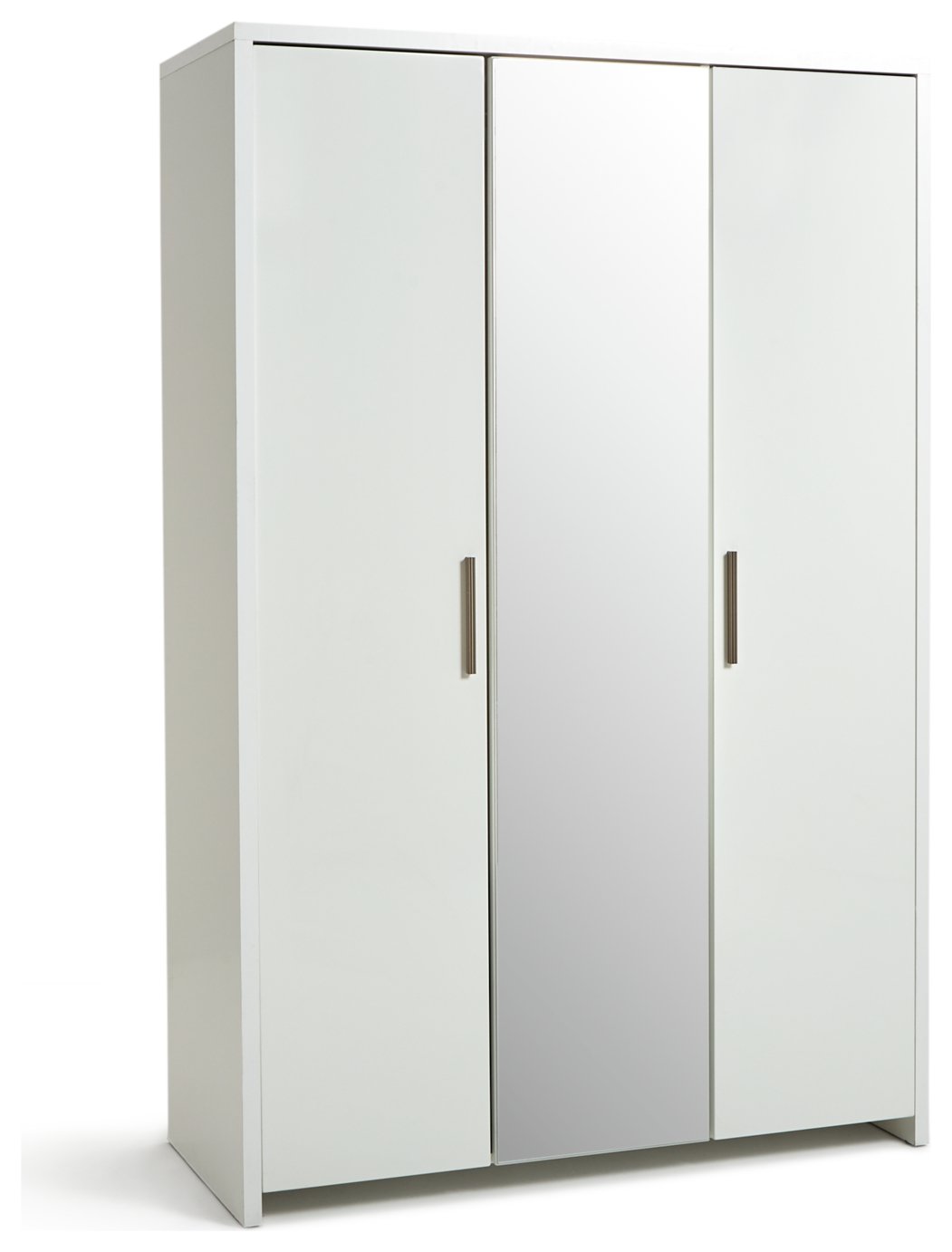 Habitat Broadway 3Dr Mirror Wardrobe - White Gloss& White