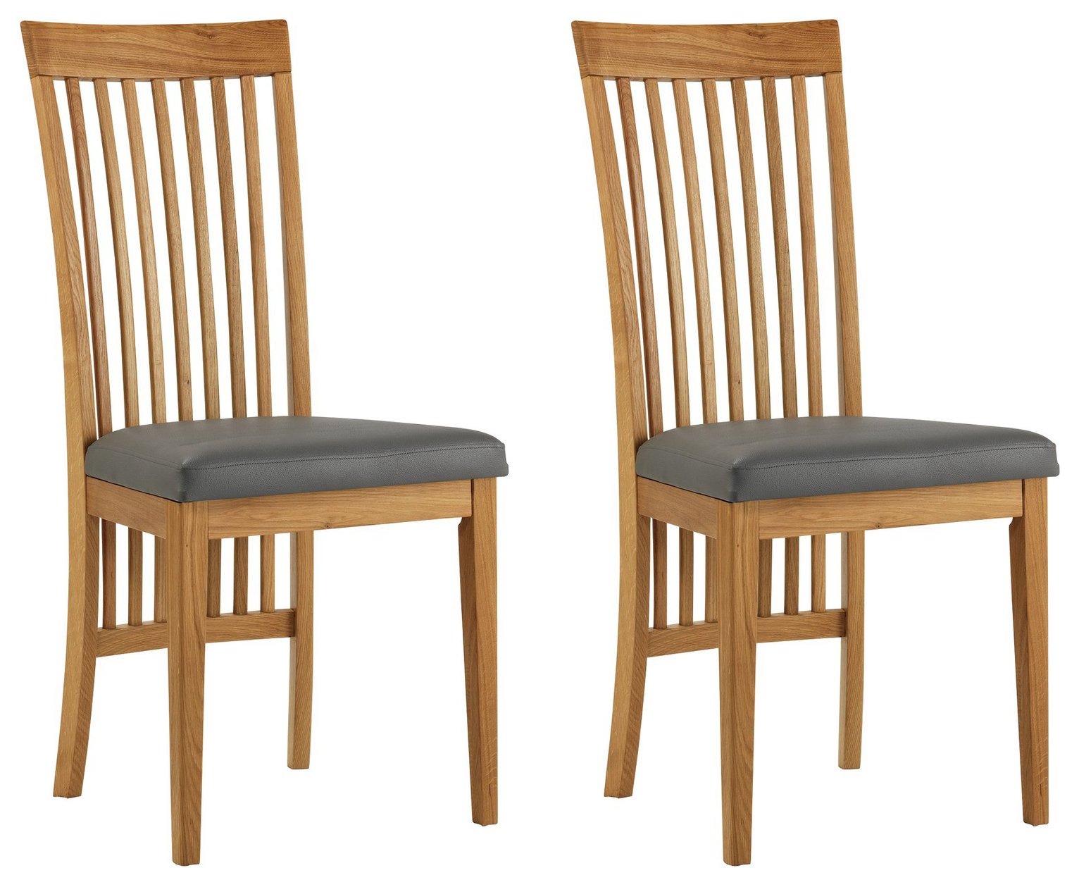 Argos Home Pembridge Pair of Slatted Chairs - Grey