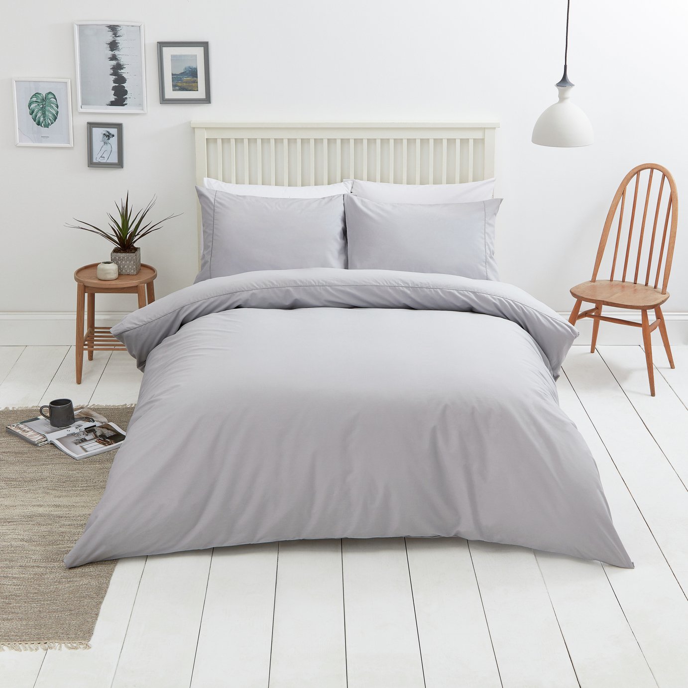Sainsbury S Home Cool Cotton Soft Grey Bedding Set Double