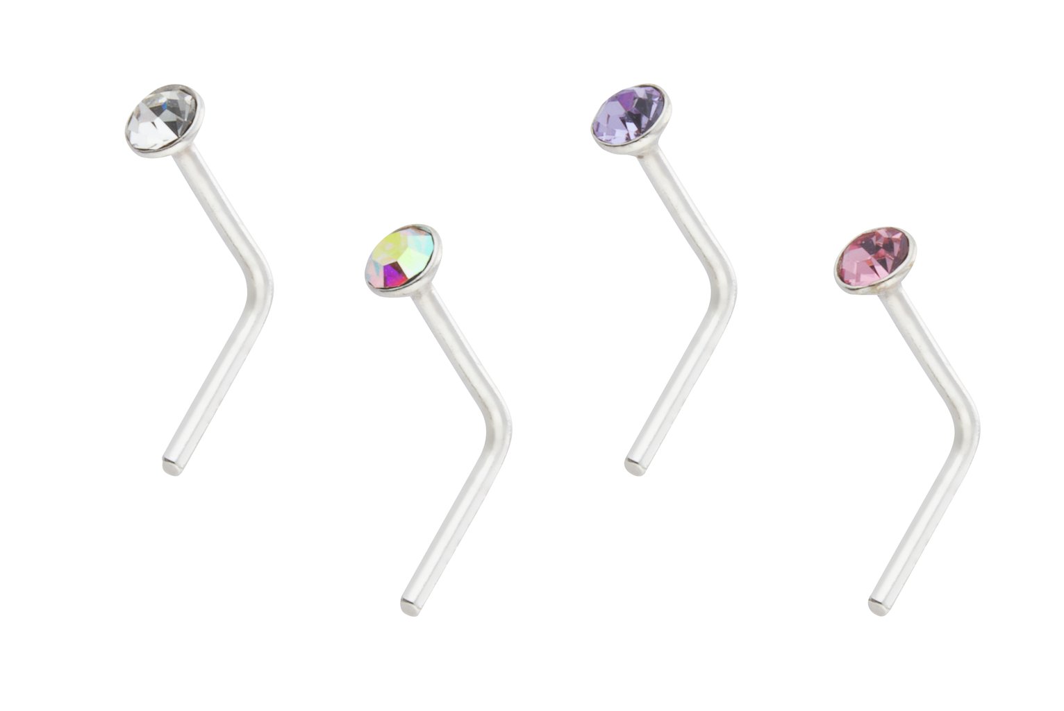 State of Mine Sterling Silver Crystal Nose Studs - Set of 4