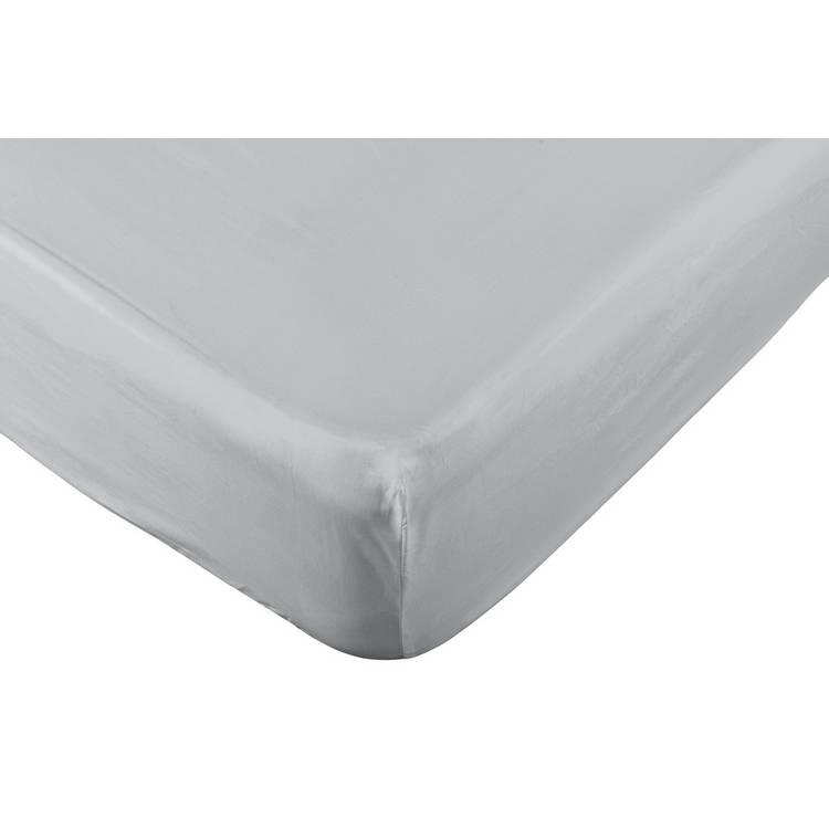 Habitat Pure Cotton 200TC Grey Fitted Sheet - Double 0