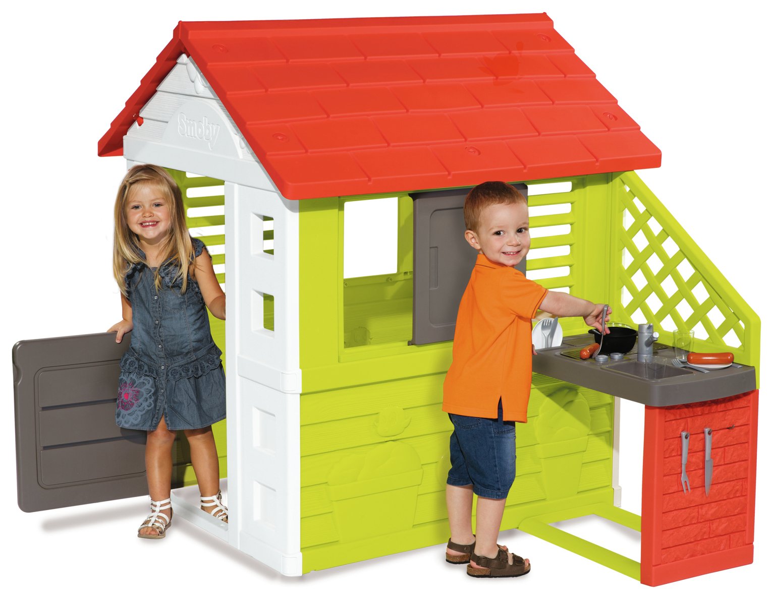 plastic playhouse with kitchen