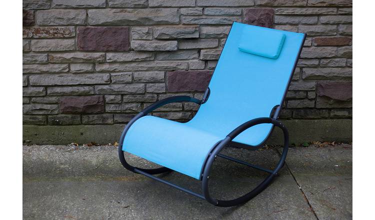 Vivere Wave Metal Rocker Chair - Ocean Blue on Matte Grey 2