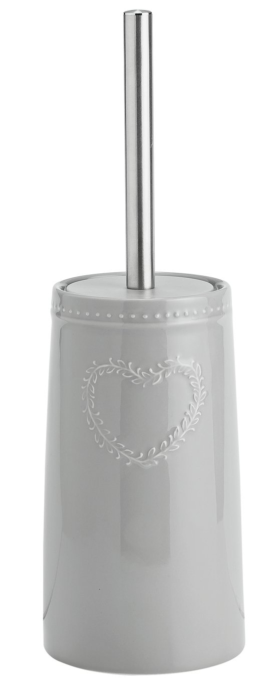 Argos Home Grey Hearts Stoneware Toilet Brush - Grey