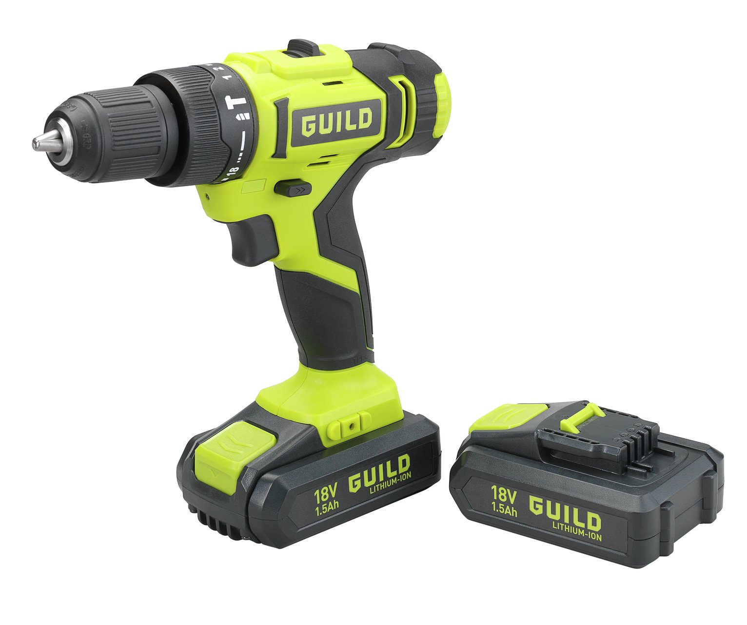 Guild 1.5Ah Combi Drill 2 Batteries & 100 Accessories - 18V