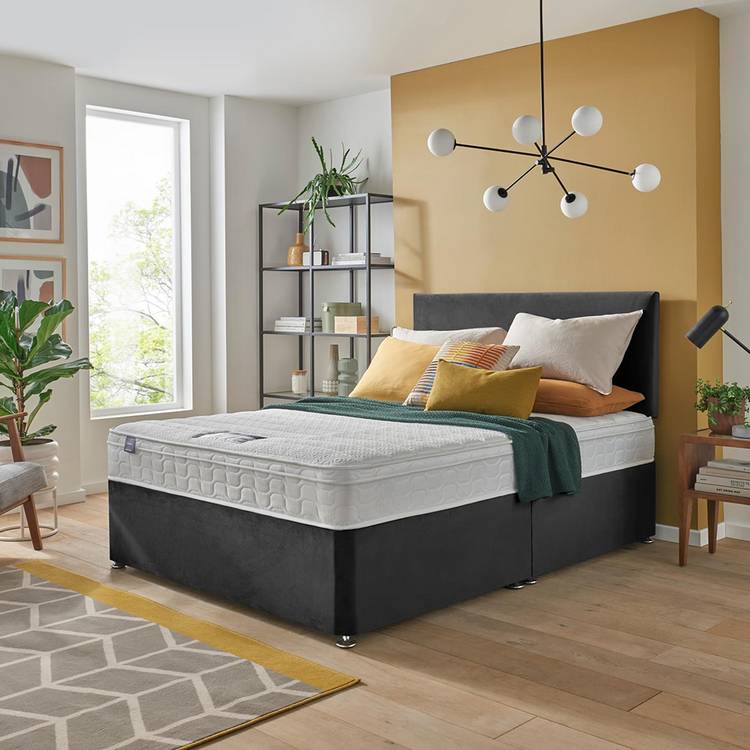 Silentnight Travis Small Double Memory Divan Bed - Charcoal 0