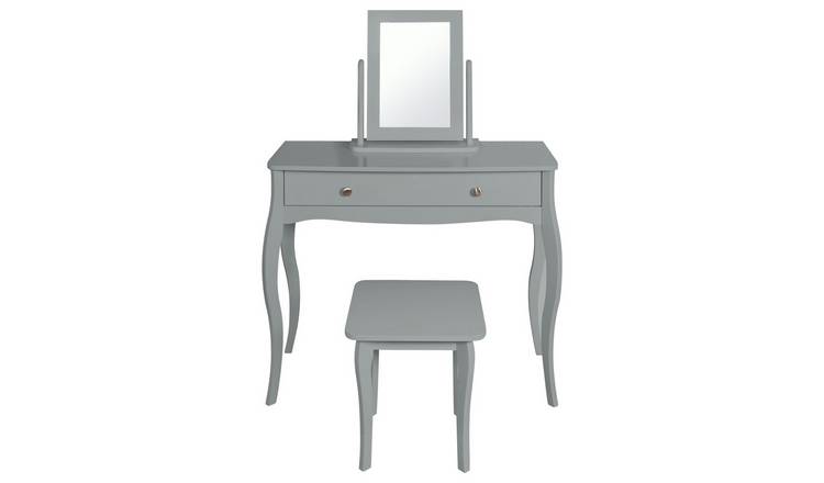  Amelie Dressing Table, Mirror and Stool - Grey