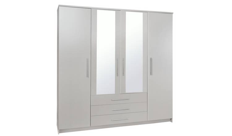 Argos Home Normandy 4 Door 3 Drawer Mirror Wardrobe - Grey