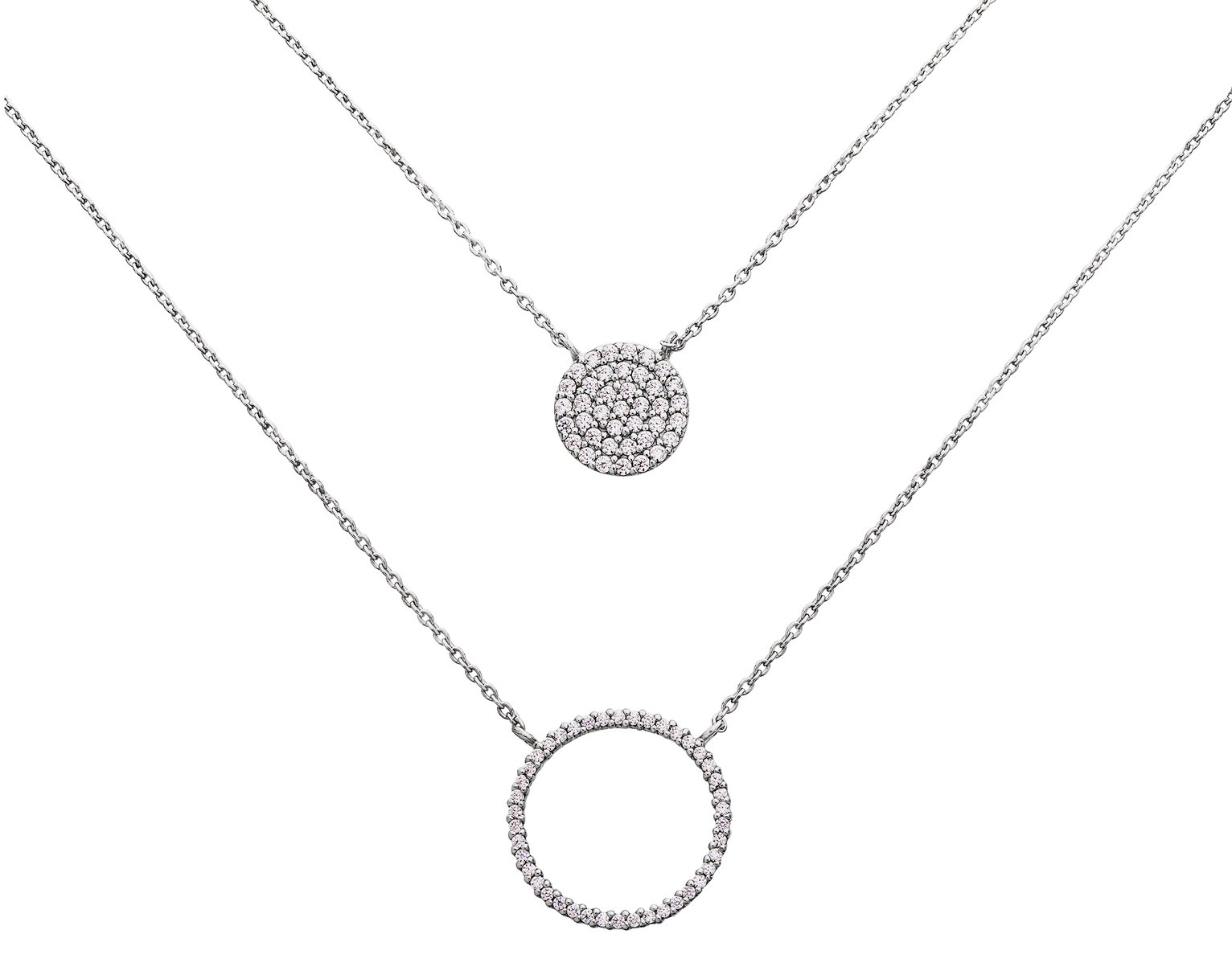 Revere Sterling Silver 2 Layer Cubic Zirconia Pave Necklace