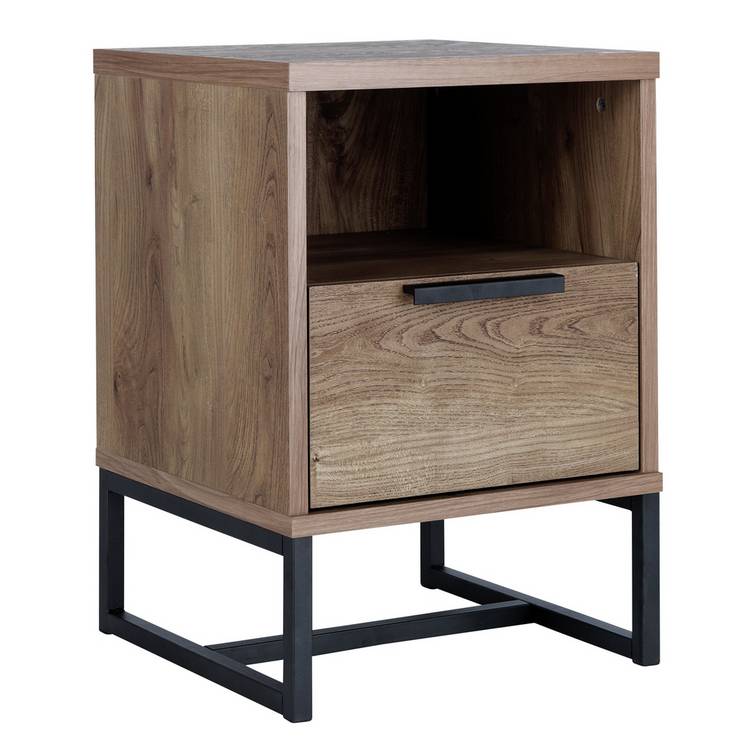 Habitat Nomad 1 Drawer Bedside Table - Oak Effect 0