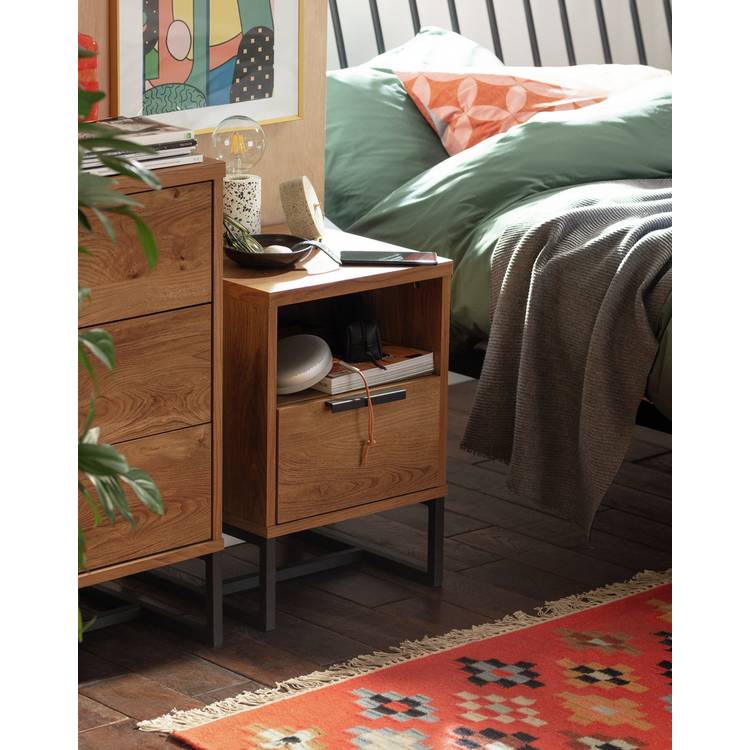 Habitat Nomad 1 Drawer Bedside Table - Oak Effect 0