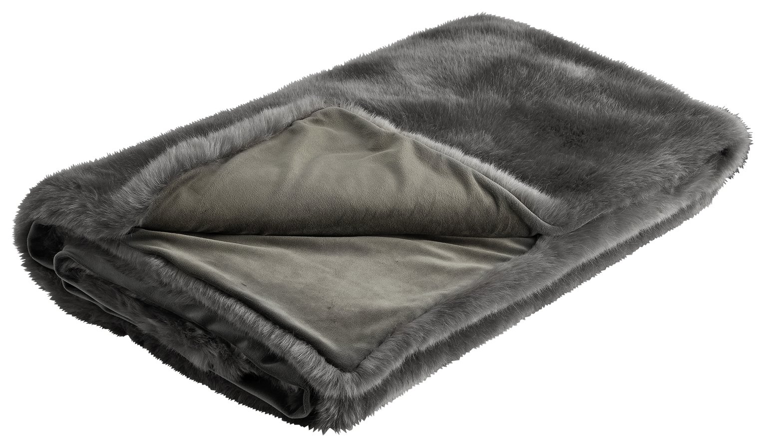 Argos Home Premium Faux Fur Throw - Dark Grey