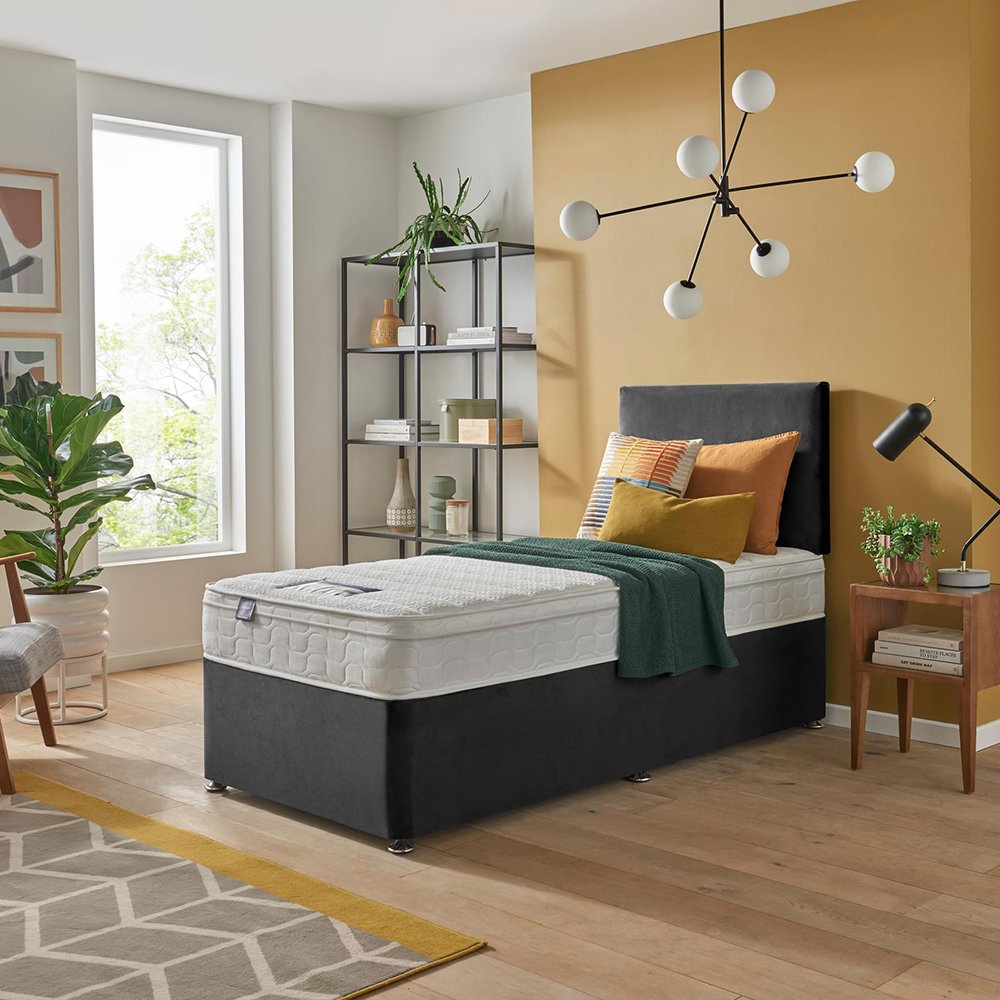 Silentnight Travis Single Memory Divan Bed - Charcoal