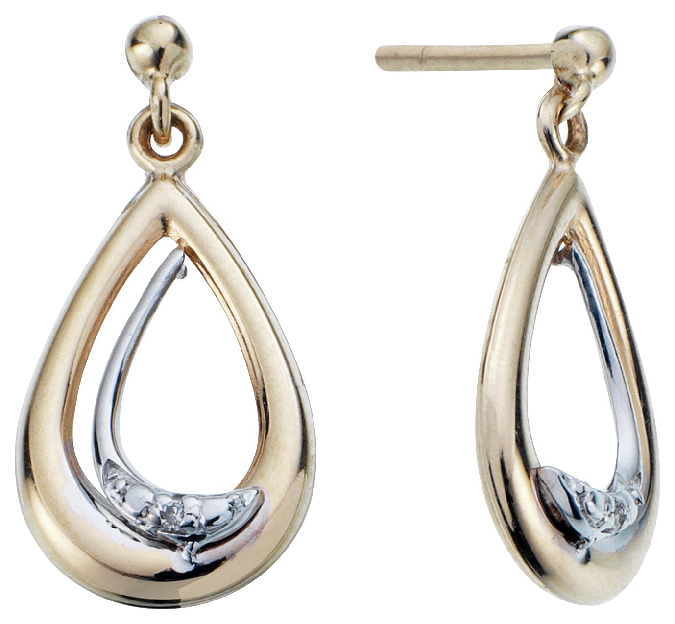 Revere 9ct Gold Diamond Accent Drop Earrings