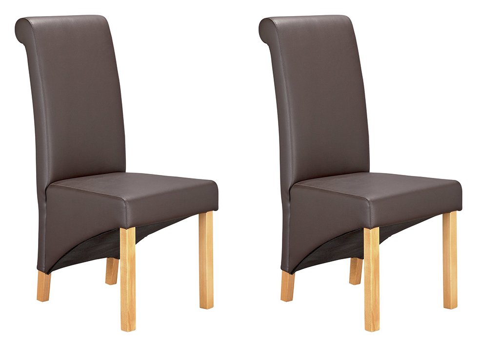 Argos Home Pair of Scrollback Deep Skirted Chairs -Chocolate