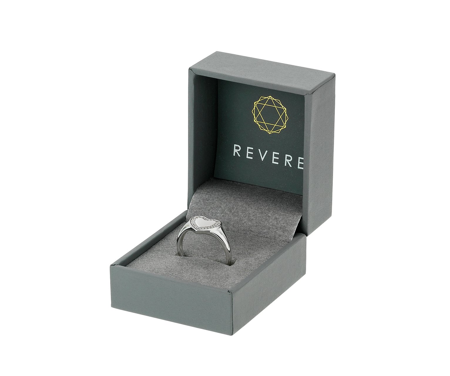 Revere Sterling Silver Cubic Zirconia Heart Signet Ring