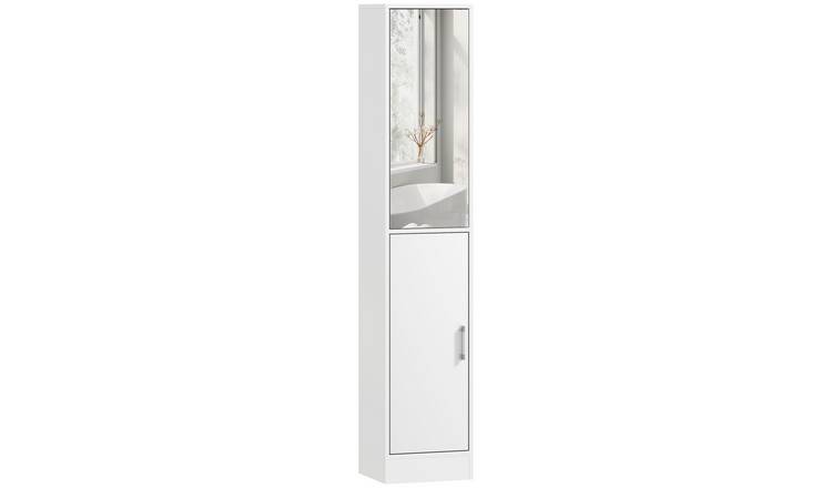 kleankin Tall Mirrored Bathroom Cabinet with Adjustable Shelf - White
